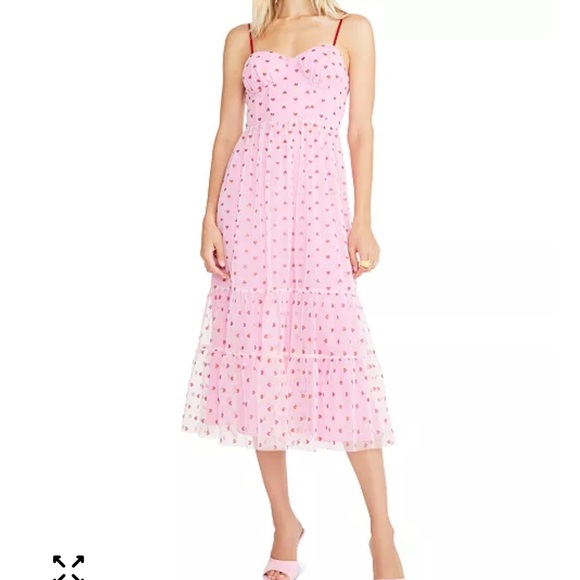 Betsey Johnson Dresses & Skirts - Betsey Johnson Pink Midi Dress with Red Heart Pattern